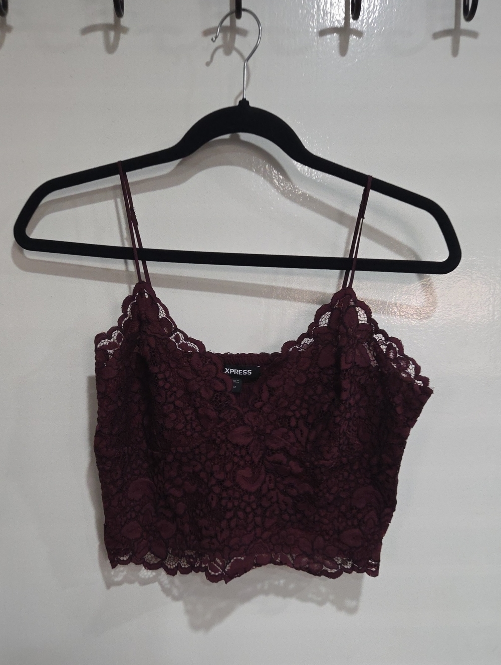 Express Lace Crop Cami Top - Wine Size Medium